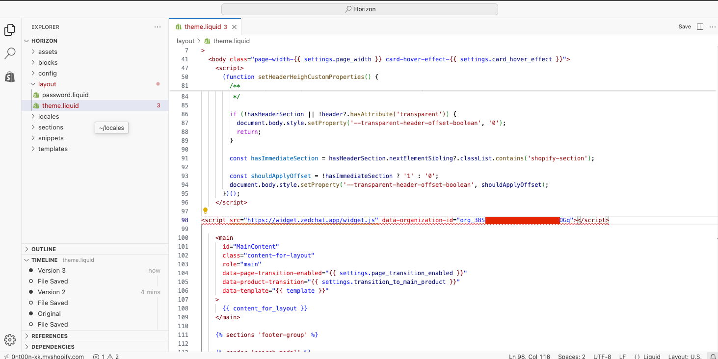 Add code below head tag