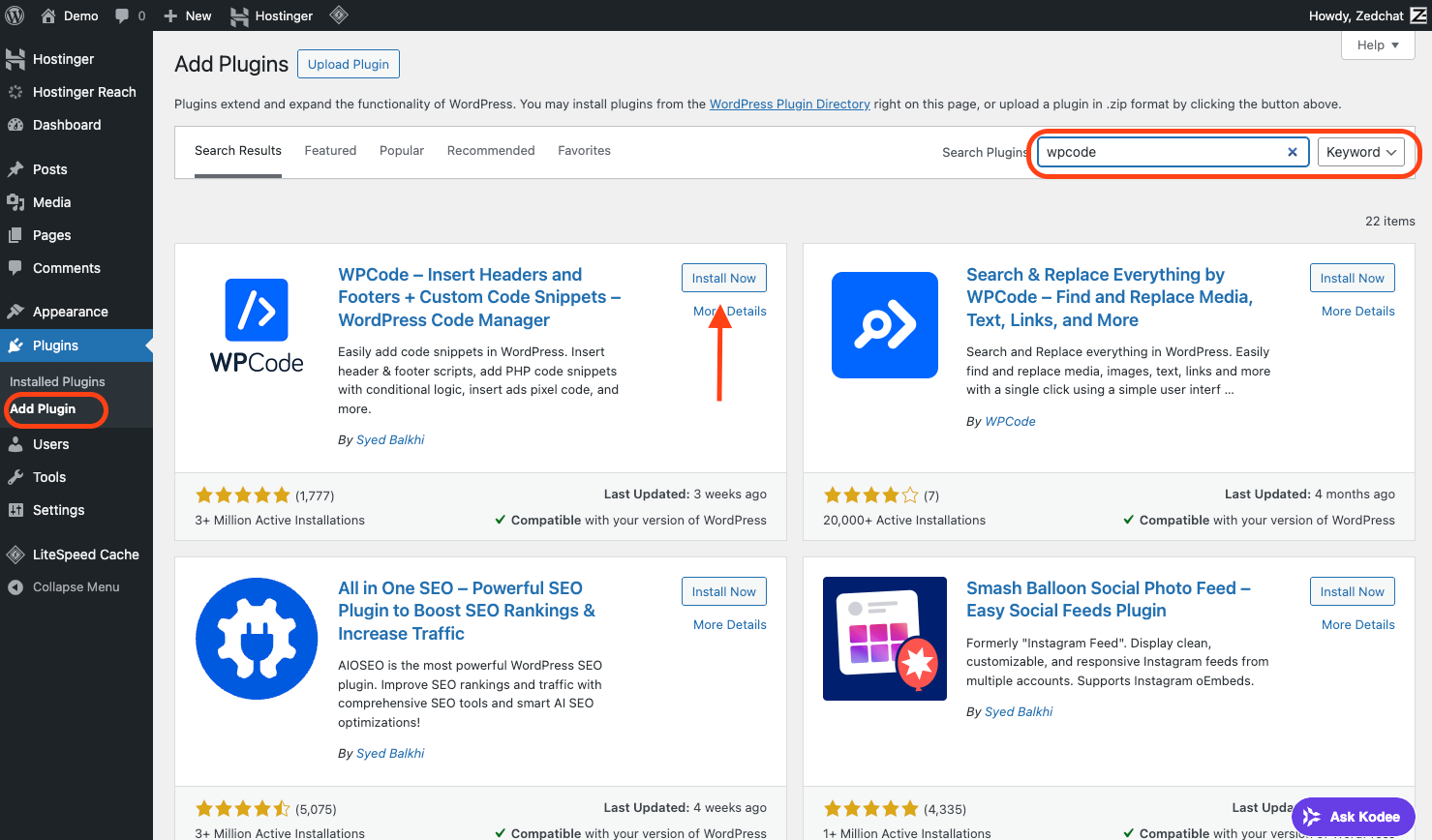 Install the WPCode plugin