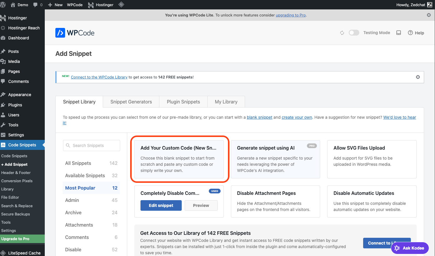 Create a new snippet