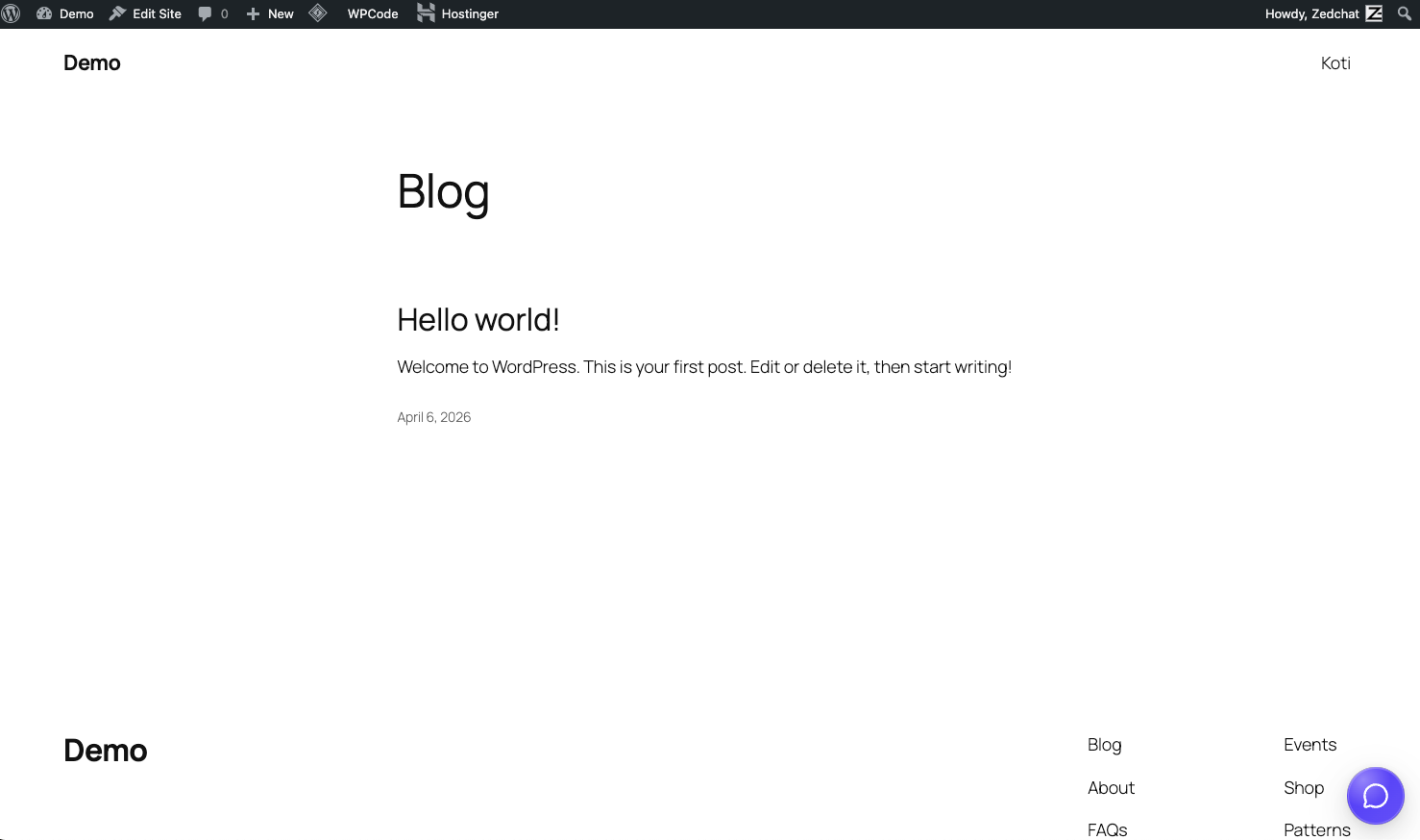 Check that the widget appears on the site